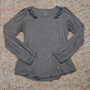 Long Sleeve American Eagle Soft and Sexy T-Shirt with Blue Flowers, Size L